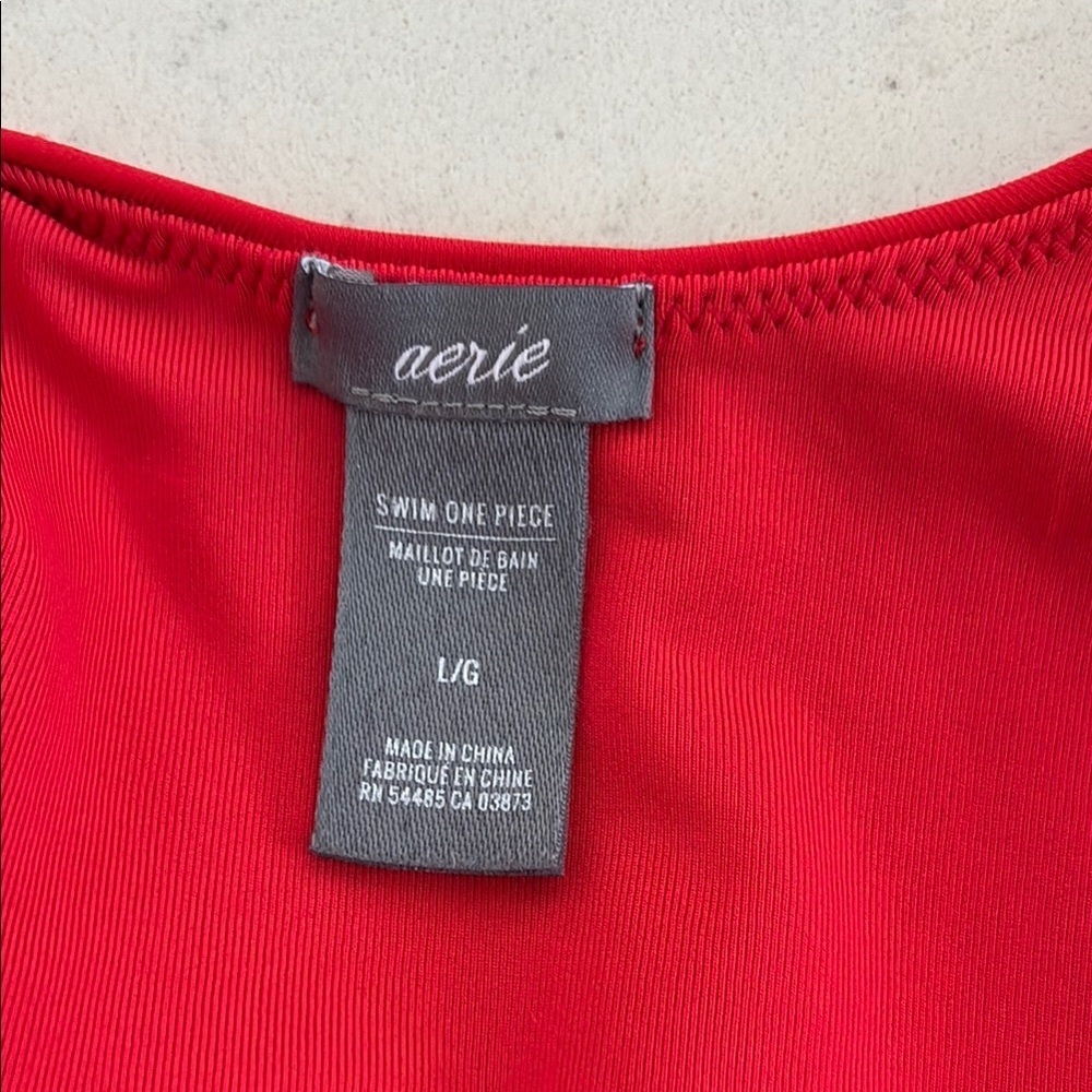 AERIE Red One Piece swimsuit side cut outs large - Picture 4 of 7